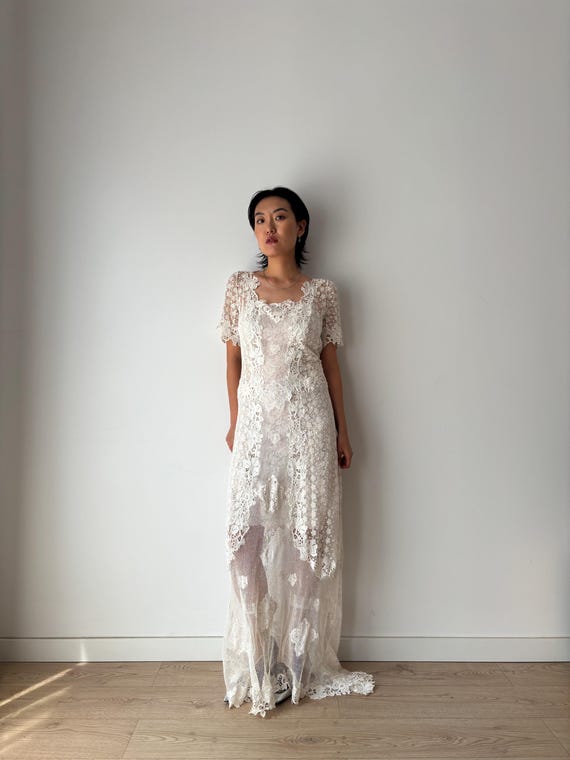 crochet embroidered dress Crochet Bouquet Dress - As Seen on The White Lotus main image 1