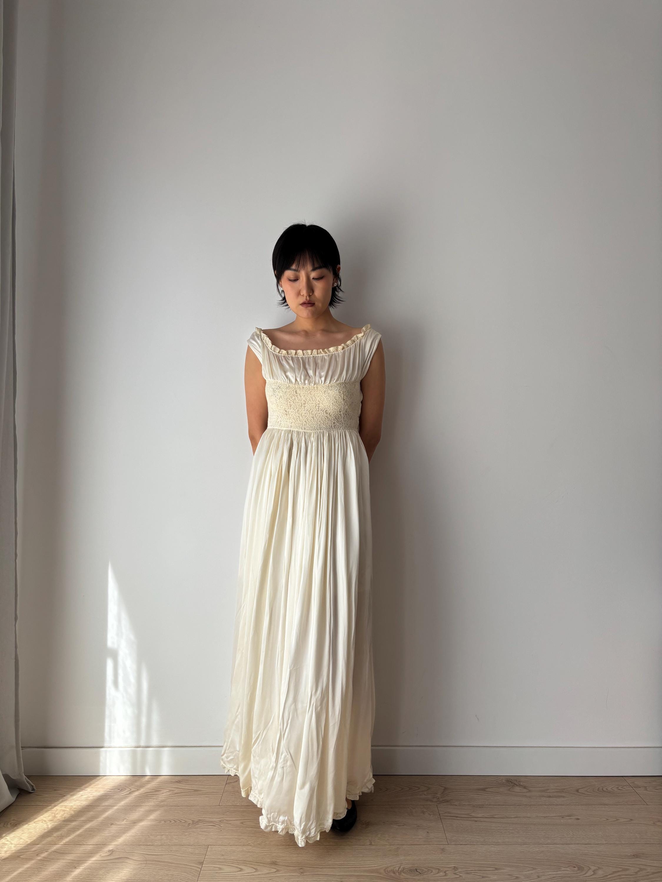 1930s silk wedding dress 1930s Vionnet Inspired Silk Wedding Dress