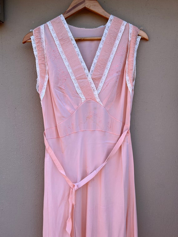 1940’s pale babe pink bias cut nightgown maxi lin… - image 9