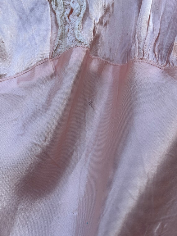 1940s Antique Pastel Pink Pure Silk Lace Bias Cut… - image 9
