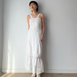 1900s Edwardian Lace Slip Dress: Antique White Cotton Lawn