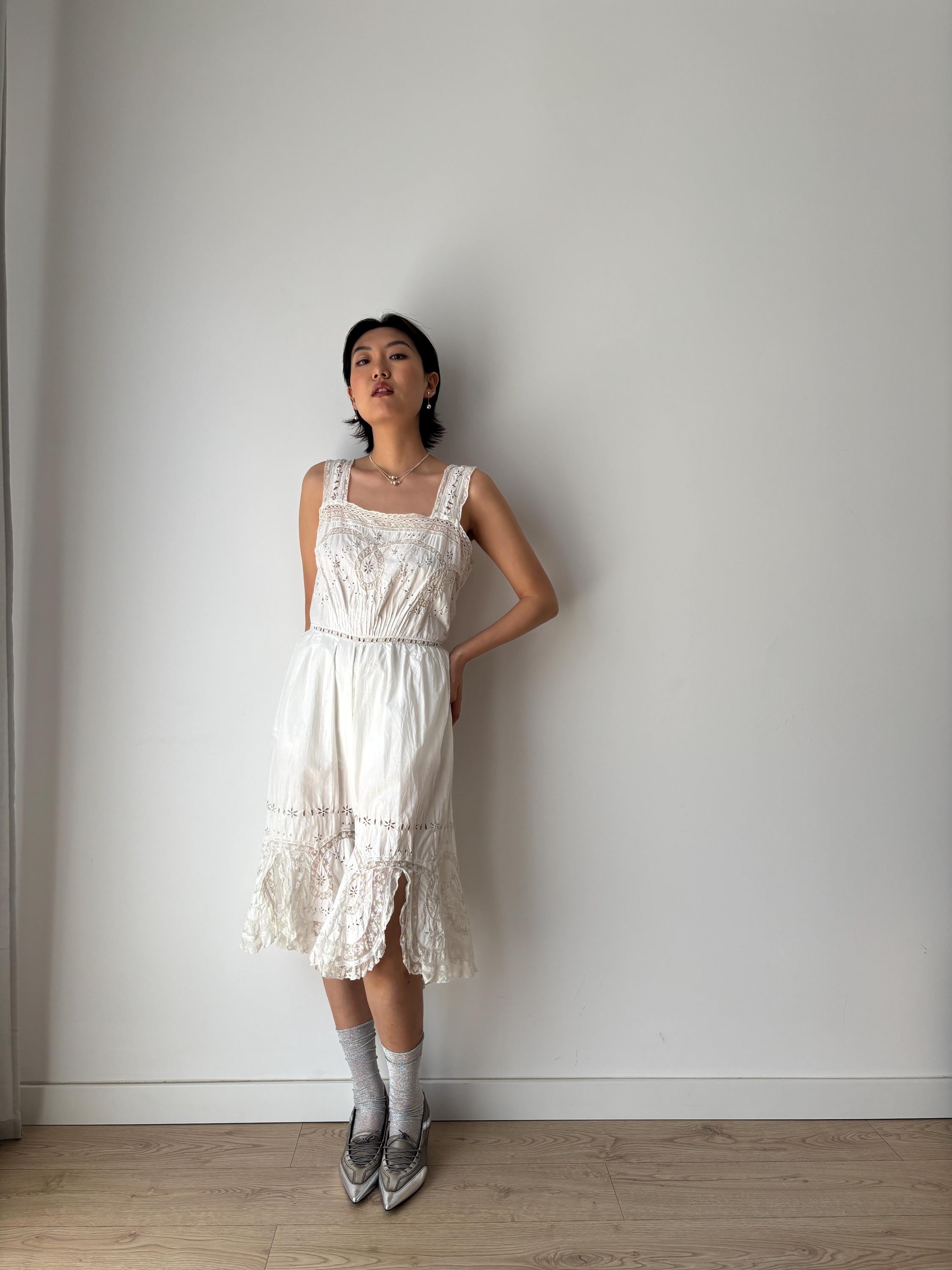 ワンピース Eaphi cotton lace patchwork camionepiece COTTON LACE PATCHWORK DOCKING ONE PIECE