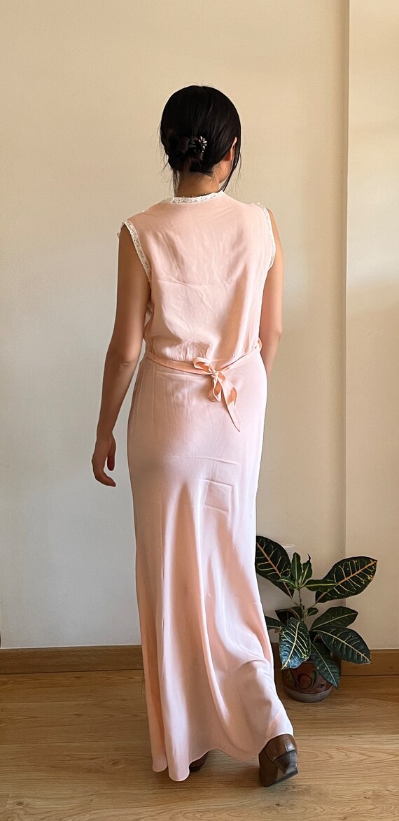 1940’s pale babe pink bias cut nightgown maxi lin… - image 2