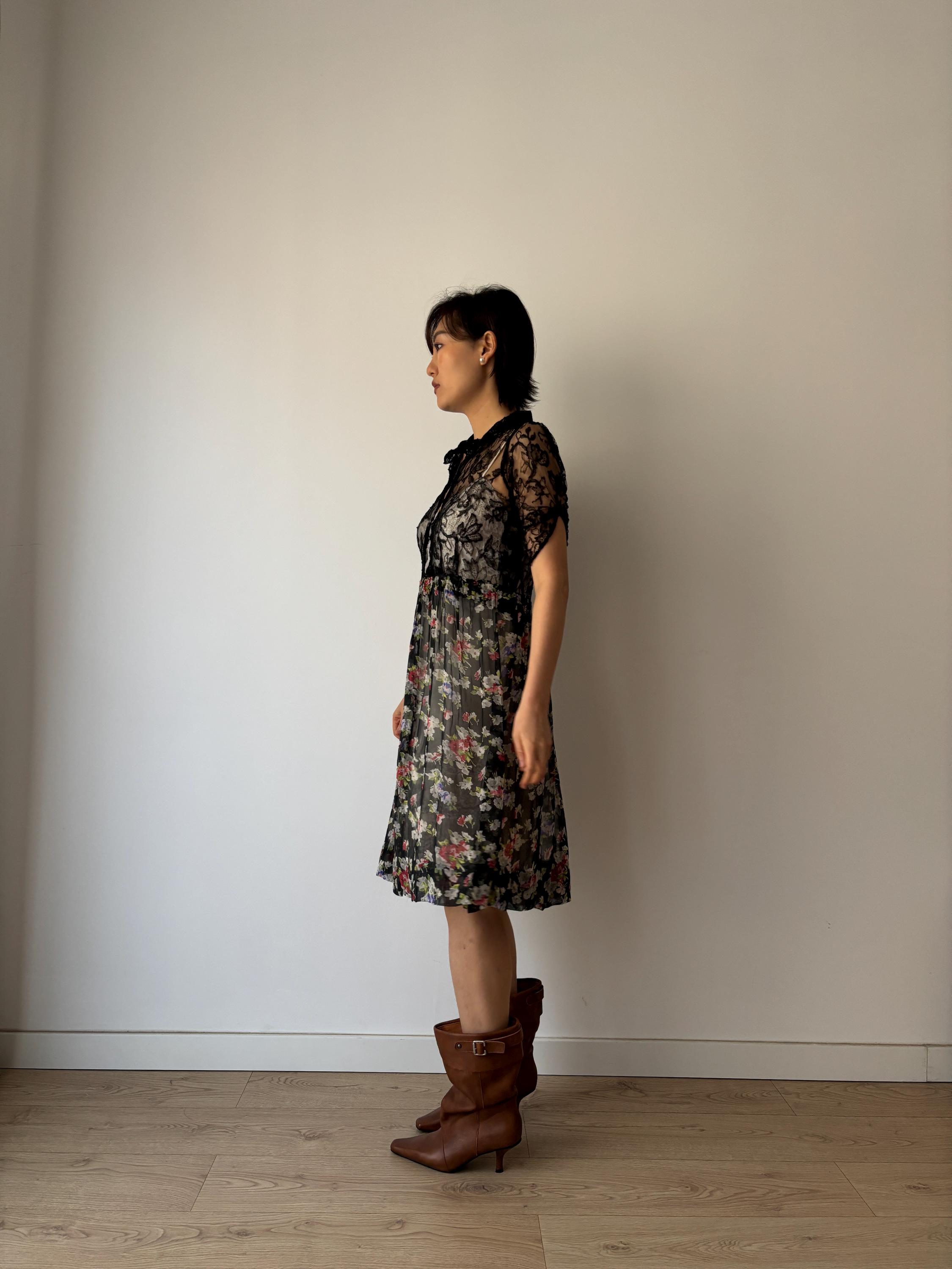 1930s Black Lace Floral Dress, Antique Silk Chiffon Art Deco Dress - Etsy