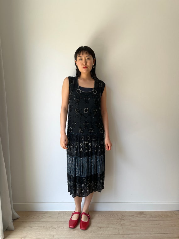 Vintage 1920s Beaded Flapper Dress, Sleeveless Drop Waist Gatsby Dress -  Etsy Israel