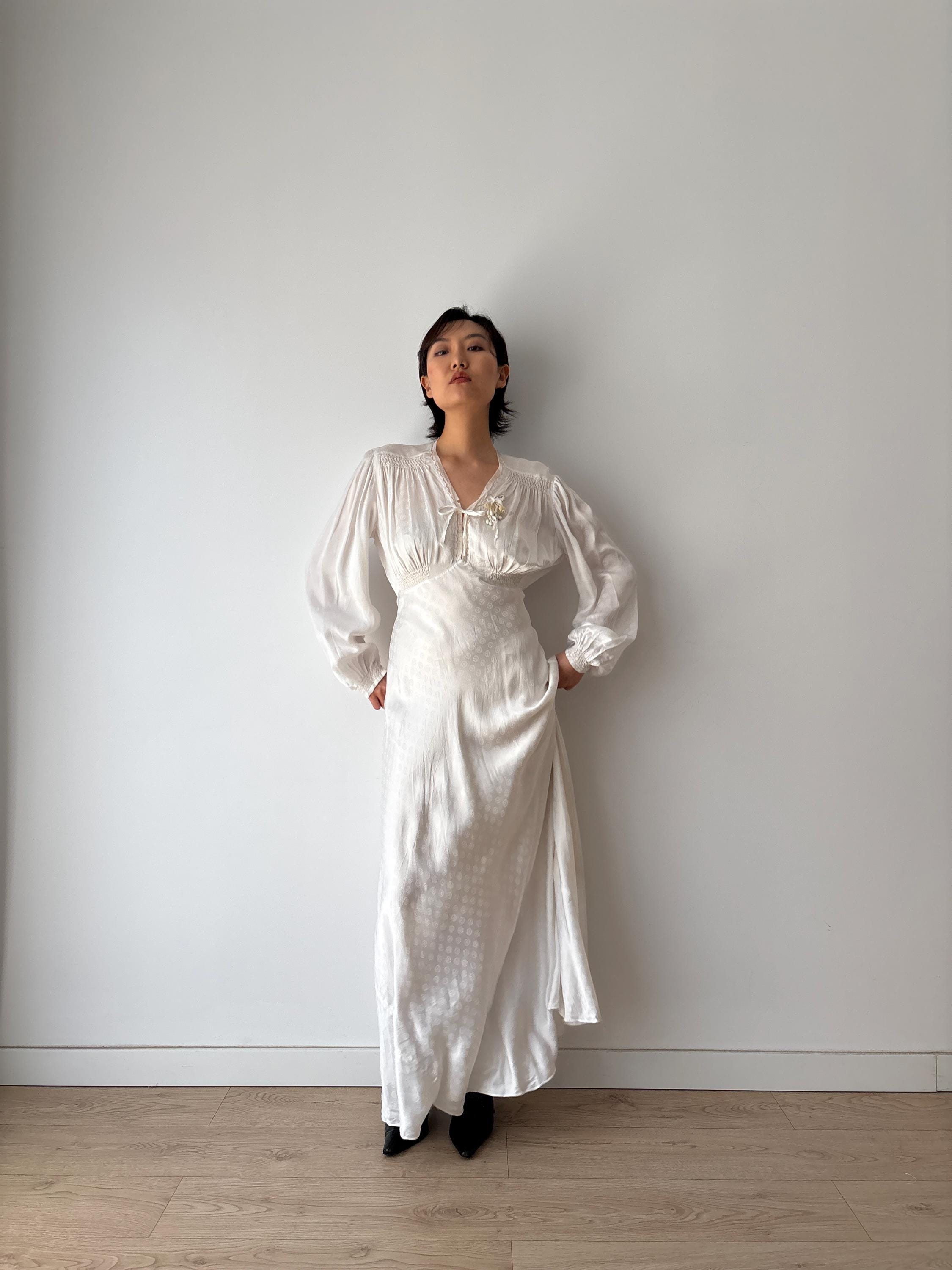 Long Sleeve Bias Cut Dress - Etsy