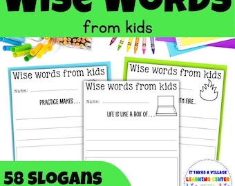 Ideas para la escritura creativa: Palabras sabias de niños - 58 plantillas imprimibles