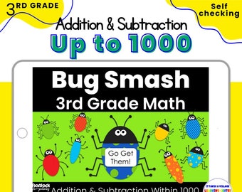 Addition & Subtraction Up to 1,000 Digital Math Game, PowerPoint Games, 3rd Grade Math Self Checking, 3 digit addition, 3 Digit Subtraction