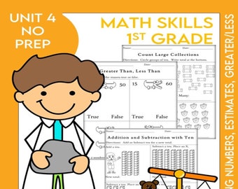 Hojas de trabajo de matemáticas de 1.er grado: Estimaciones y comparación de números (IM Grade 1Math™)