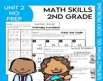 2nd Grade Addition and Subtraction Math Worksheets Printable Subtraction and Addition Within 100 Digital Download Student Worksheets