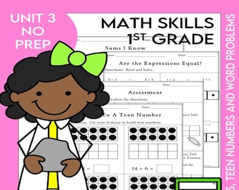 1st Grade Math - Teen Numbers Addition and Subtraction With Answer Key - Extra Practice Worksheets