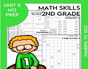 Place Value Worksheets, Elementary Practice sheets with Answers, Single, Double, and Triple digit addition, math drills, 2nd Grade
