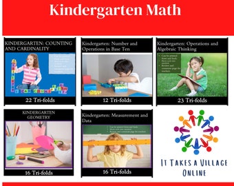 Kindergarten Math Trifolds Addition, Subtraction and Shapes with Teacher Review | Bundle