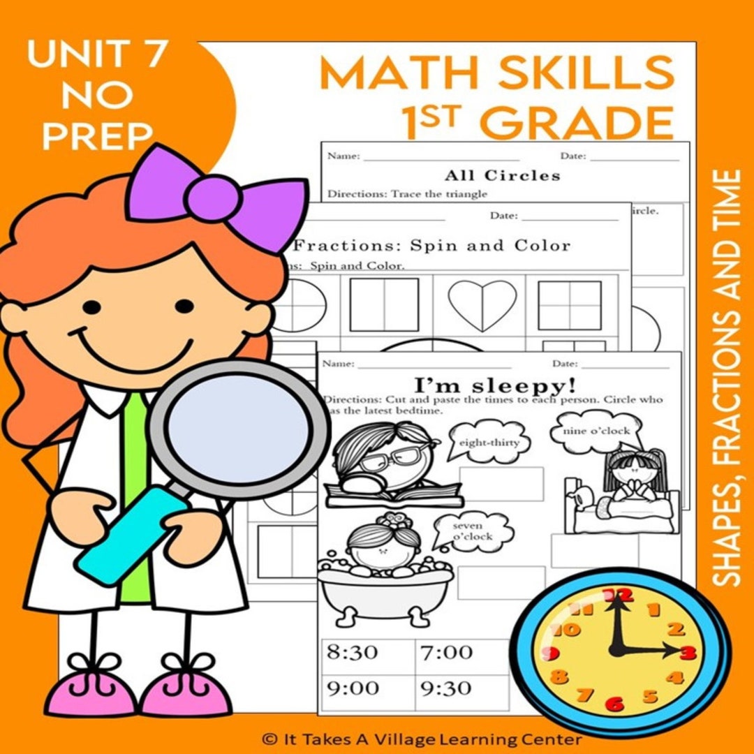 IM Grade 1 Math™ Unit 7 - Fractions, Shapes and Time Worksheets ...