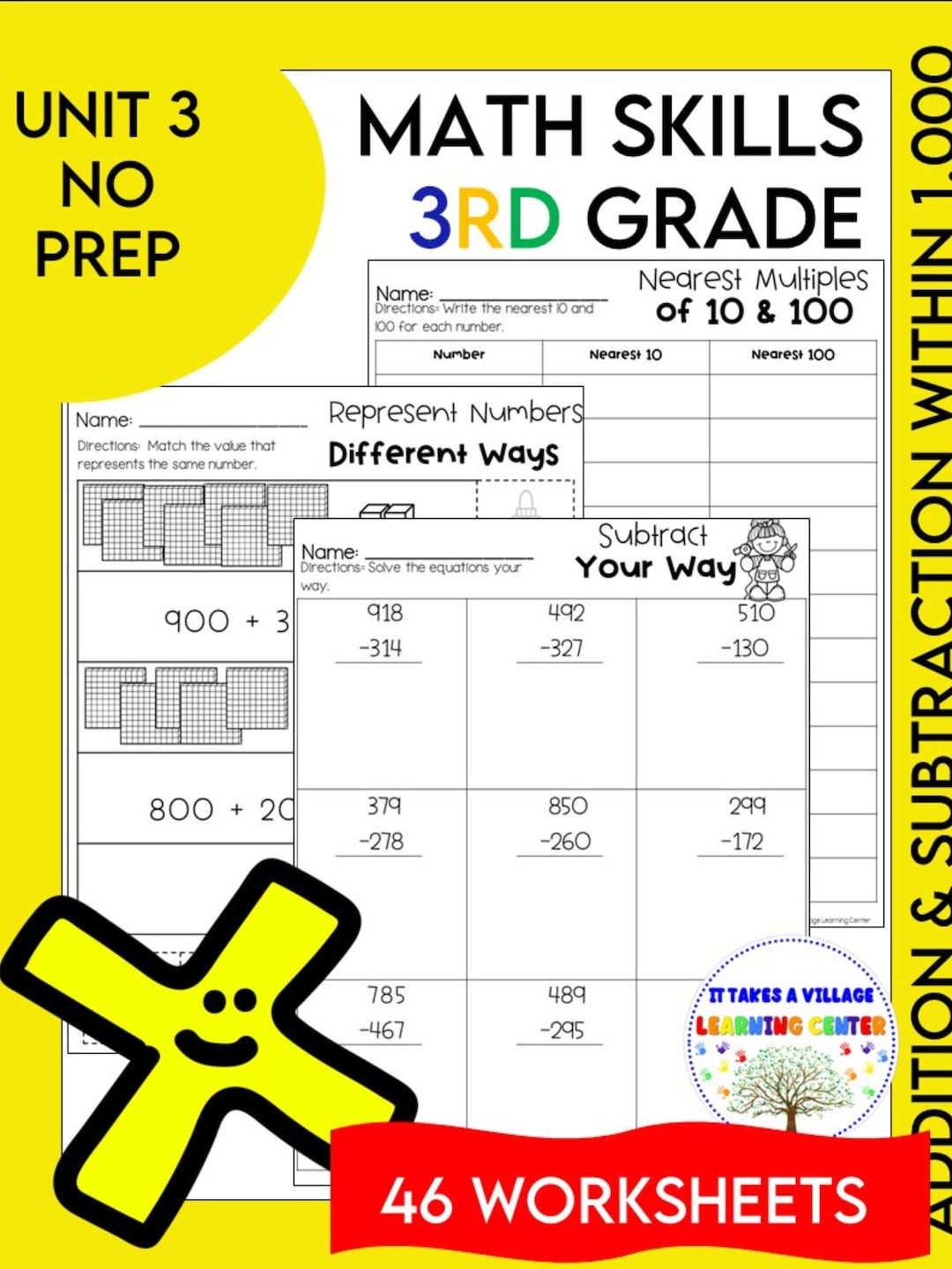 3rd Grade Math Worksheets: Addition & Subtraction to 1,000 (printable ...