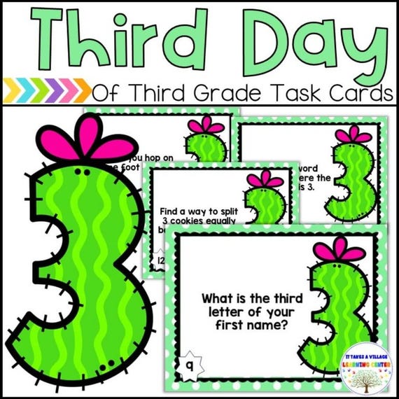 3rd Grade Day Task Cards: March 3rd Activities - Etsy