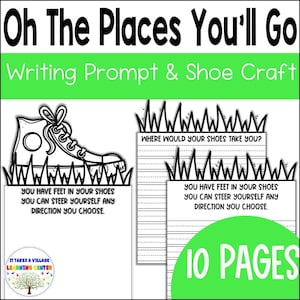 Oh die Orte, an die du gehen wirst - Schuhhandwerk, Print Across America Craft, Dr. Seuss Printable Craft, Dr. Seuss Kunsthandwerk für die Schule