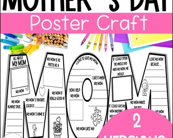Imprimible "Todo sobre mi mamá" / Manualidad para el Día de la Madre para niños de preescolar / Regalo de Feliz Día de la Madre de parte de los niños (Actividad)