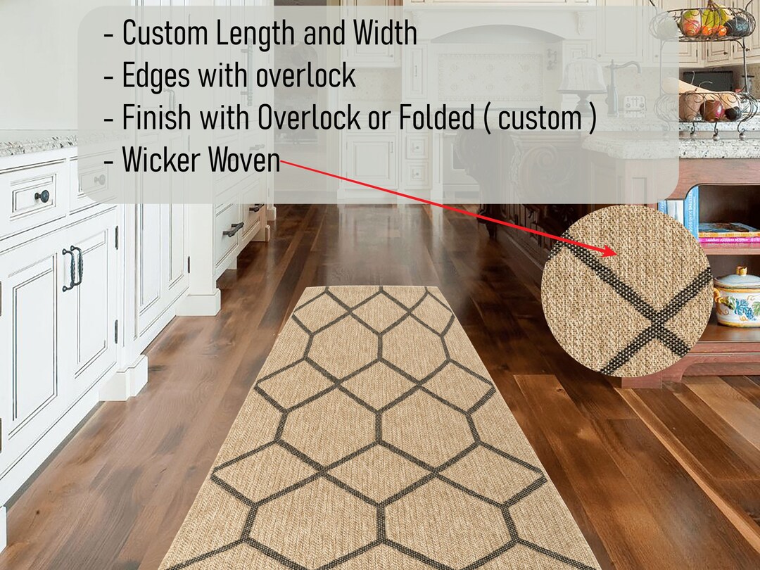 Sisal Jute Custom Rug Runner for Living Room Dining Room, Cut to Size