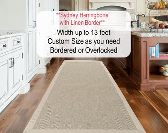Scalloped Custom Size Jute Sisal Cool Rugs | Minimalist Cut-to-Size Stairs Kitchen Hallway Runner | Home Decor Carpet