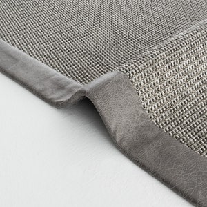 Custom Gray Jute Rug with Border, Cut to Size Sisal Carpet, Indoor Outdoor Hallway Runner, Neutral Home Decor Cool Rugs