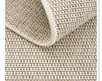 Elegant Custom Jute Sisal Cool Rug Runner for Hallway Kitchen Stair, Cream Housewarming Gift