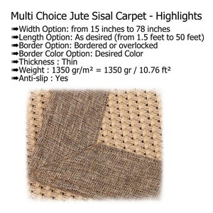 Cool CUSTOM Scalloped Jute Sisal RUGs Runner for Stairs Kitchen Hallway, Non-Slip Cut to Size Handmade Minimalist Home Decor Carpet, image 7