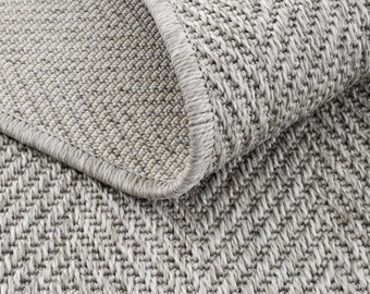 Herringbone Jute Sisal Custom Rug Runner for Corridor Kitchen Living Room Stair, Ecru Gray Cool Rugs, Bedroom Aesthetic