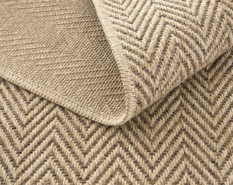 Sisal Jute Cool Custom Rugs Scalloped - Herringbone  | Handcrafted Elegance | Free Shipping