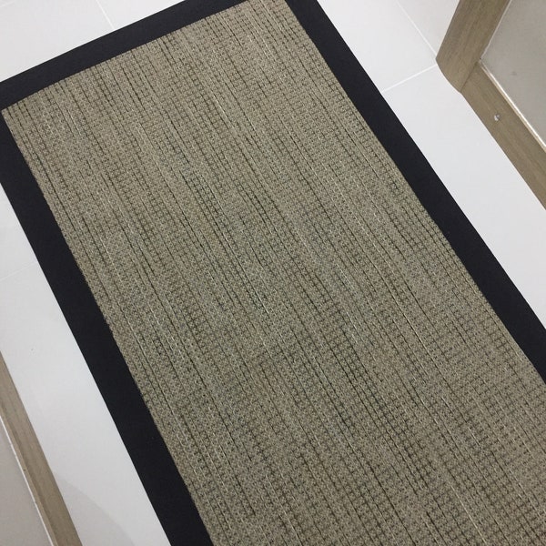 JUTE-SISAL Rug for Corridor Kitchen, Custom Rug Runner 39'', Rug, Extra Long Bordered Carpet for Stairs, Cool Rugs