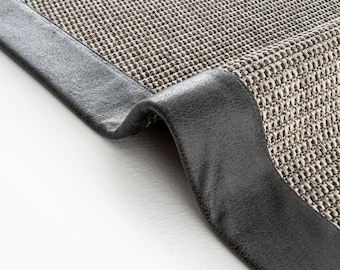 Custom Size Jute Sisal Look Rug: Black Nubuck Border, Cut-to-Size Runner