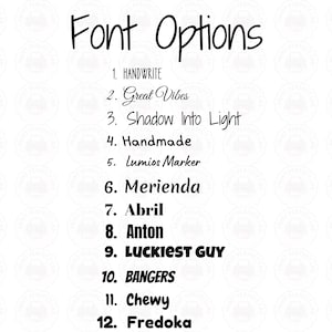 Custom mug font options