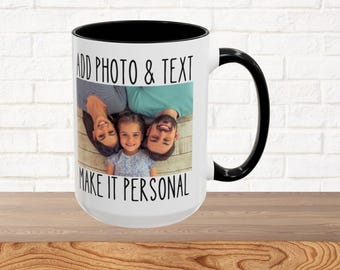 Custom Photo Name Mug | Personalized Coffee Cup, Gift for Him or Her