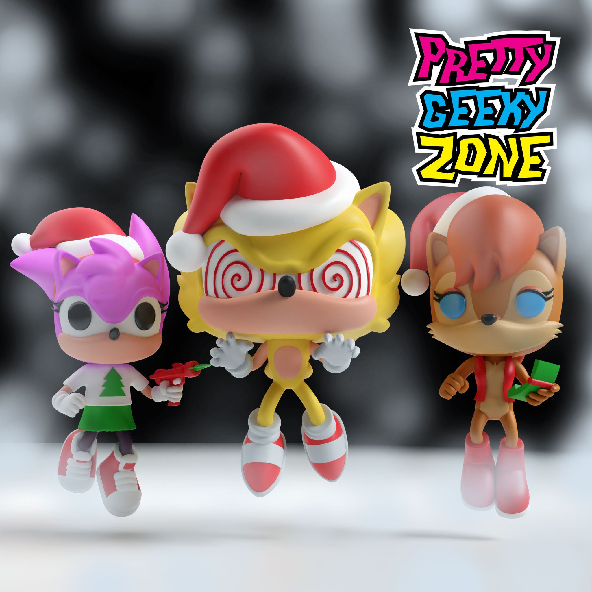 Custom Sonic the Hedgehog Funkos Set 1 Super Sonic, Amy, Sally, Tekno -   UK