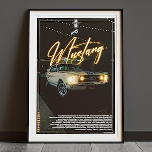 Ford Mustang Poster | Ford Car Art | Car Enthusiast Wall Art | A4 | Digital Print | Gift