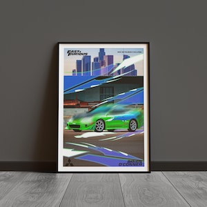 F&F Bünishi&#39;s MITsubibri Eclipse | Fast and Furious Auto Kunst | Geschenk | Auto-Enthusiasten Wandkunst | Digitaldruck