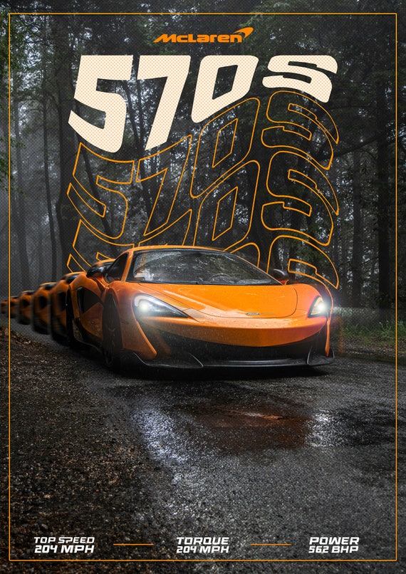 Abstract Mclaren 570s Forest Poster | Sport/supercar Car Art | Car