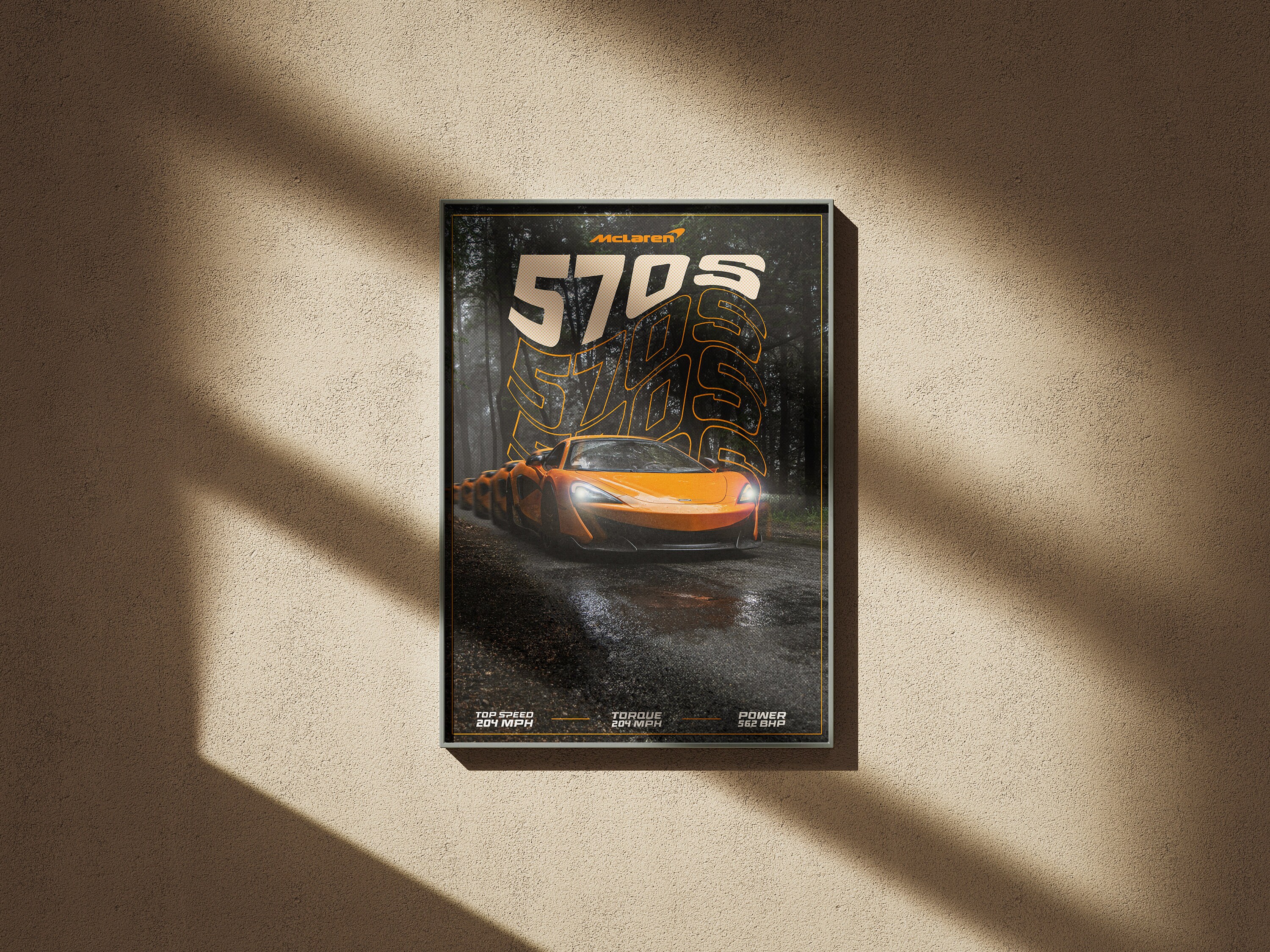 Abstract Mclaren 570s Forest Poster | Sport/supercar Car Art | Car