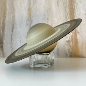 SATURN - Hand-Painted, high-finished planet SATURN on 3 inches wooden sphere. Art piece for your space decor and educational settings.