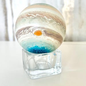 Globo terráqueo de Júpiter pintado a mano, esfera de nogal de 7,6 cm, escultura de bellas artes