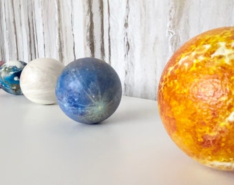 Esfera planetaria pintada a mano - Decoración del sistema solar de madera de 7,6 cm (3 pulgadas)