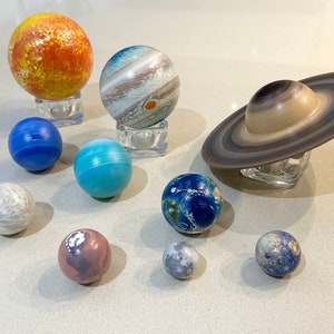 Hand-painted Wooden Solar System - Planets, Sun, Moon,  Astronomy Gift, Science, Astronomy, Planet, Meteorites, Moon, Universe, art, deco