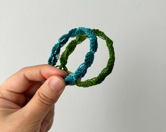 Macrame woven waxed yarn surfer leaves bracelet