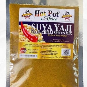 Hot Pot Africa Suya Spice / Yaji 2 paquetes (2 x 100 g), mezcla de especias para kebab de barbacoa / condimento de chile para pollo, cerdo, ternera, pescado y verduras