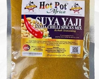 Smokey and Hot BBQ Seasoning - Authentic Suya Spice African Spice Blend| Nigerian Peanut & Pepper Rub for Chicken, Beef and Grill (2 x 100g)