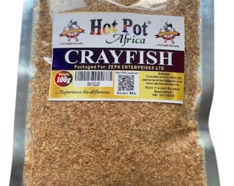 Cangrejo de río molido 2 x 100 g – Polvo de cangrejo de río seco nigeriano de primera calidad para sopas y guisos africanos / Condimento para mariscos / Sabor umami natural