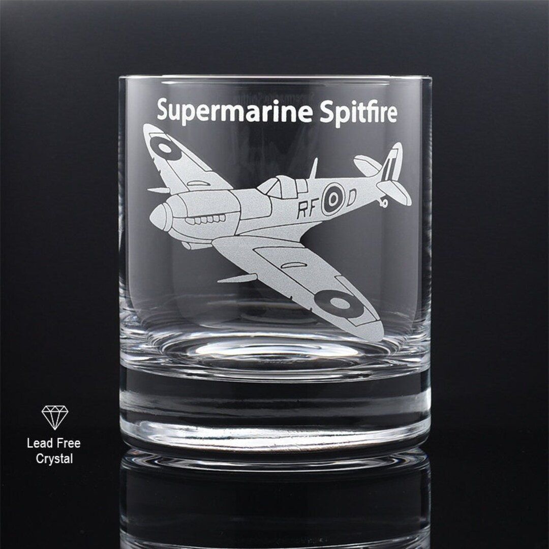 Spitfire Plane Engraved Crystal Tumbler Whisky Glass RAF Etsy