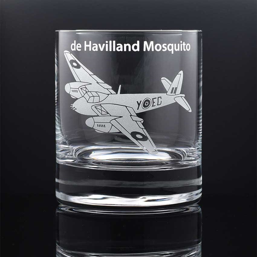 RAF WW2 Planes, Engraved Crystal Whisky Tumblers, Aviation Gift Plane