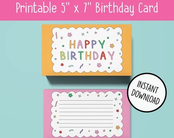 Happy Birthday Card | Double sided | Digital Card | Printable Card | Colourful Birthday Card | Cute Birthday Card