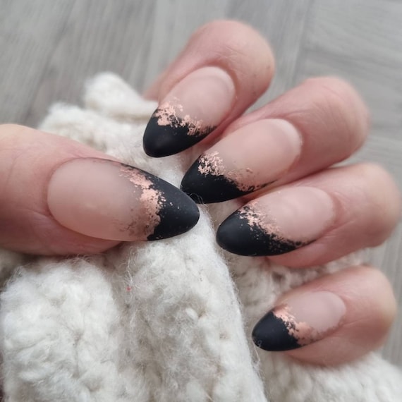 Rose Gold Matte Press on Nails. Black Press on Nails. Rose - Etsy Rose Gold Matte Press on Nails. Black Press on Nails. Rose - Etsy